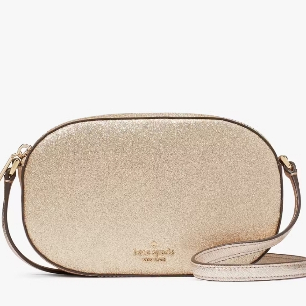 💛▪️Kate Spade▪️ GOLD glitter Glimmer Oval Camera Bag